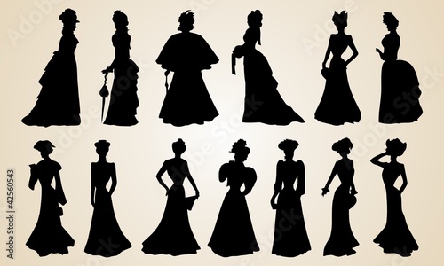 Elegant Victorian Women Silhouettes
