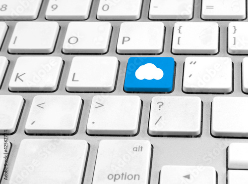 Cloud computing concept - keyboard with cloud keypad