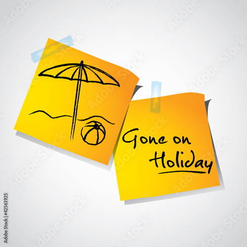 Drawing of umbrella on stick notes,holiday time concept