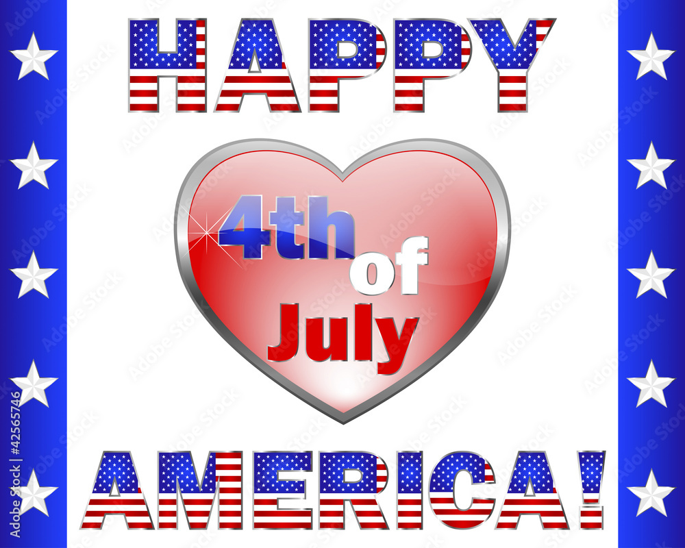 Happy 4th July America, greeting card. Happy 4th July America, greeting card.