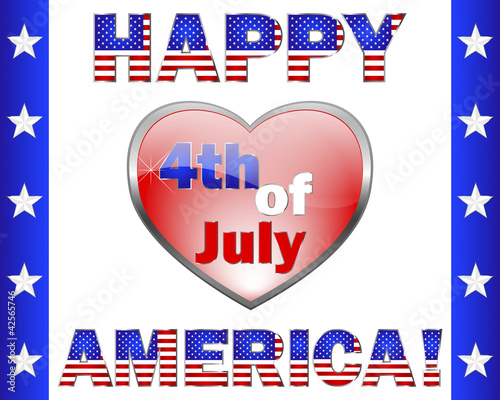Happy 4th July America, greeting card.
