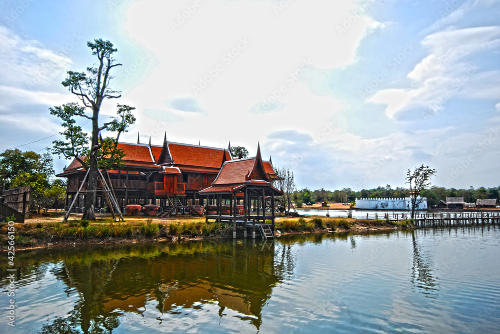 Fototapeta premium Traditional Thai wooden house HDR