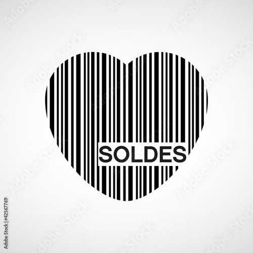 code barre en forme de coeur, soldes