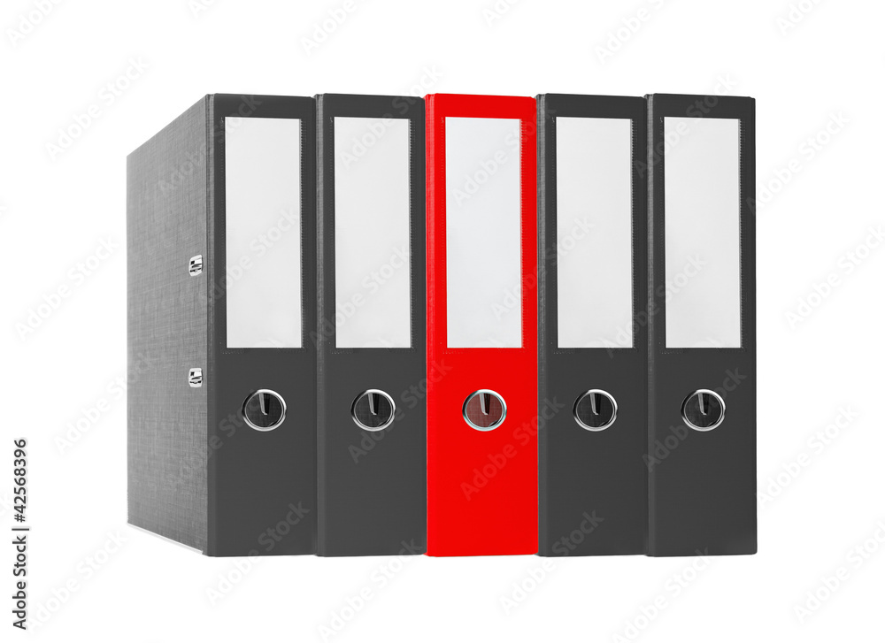 Office folders black and red isolated on the white background Office folders black and red isolated on the white background