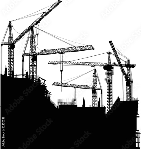 five cranes at house building