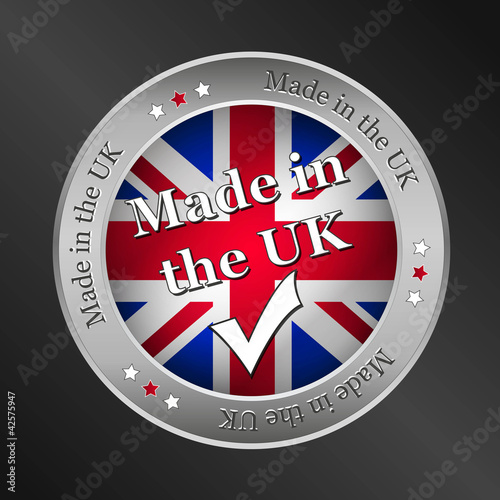 made in the uk, metallic vector button