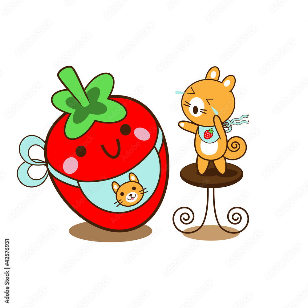squirrel and strawberry squirrel and strawberry