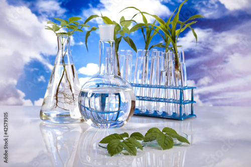 Laboratory  on blue sky background  photo