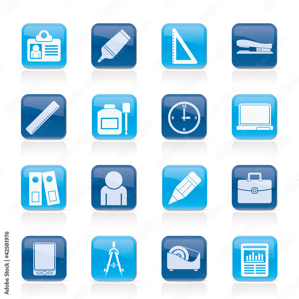 Business and office objects icons - vector icon set Business and office objects icons - vector icon set