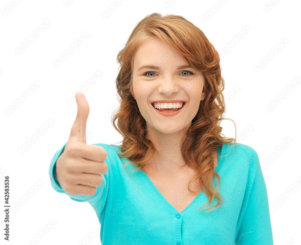 teenage girl with thumbs up teenage girl with thumbs up