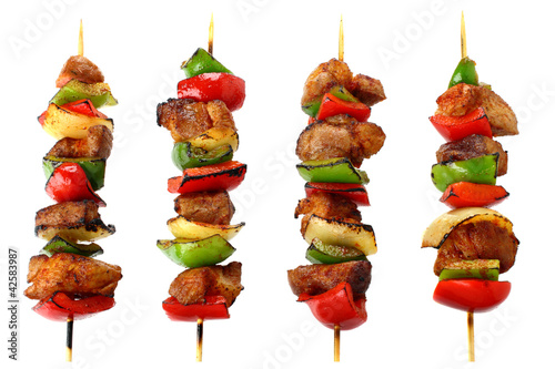 Fried skewers isolated on a white background