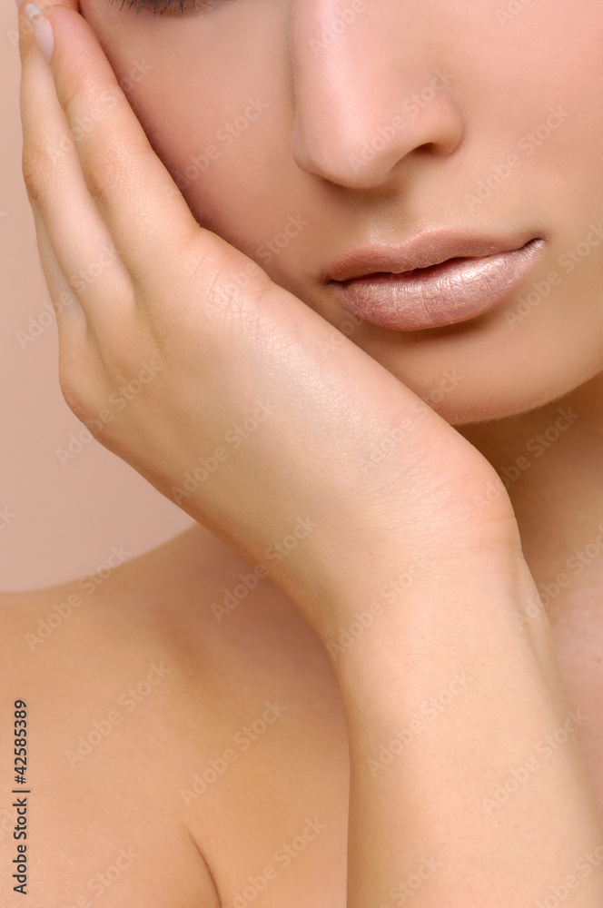 Beautiful young woman's face fragment. Beautiful young woman's face fragment.