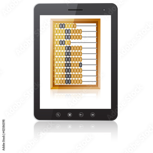 Black tablet PC computer  with abacus