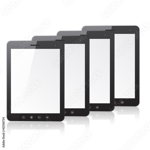 Four tablet PC computer with blank screen