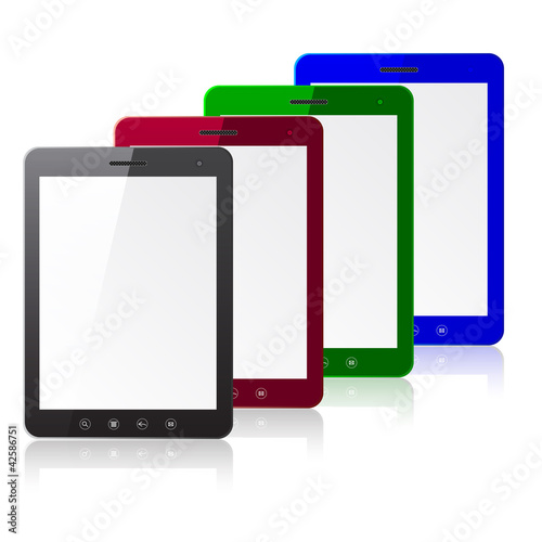 Four color tablet PC computer with blank screen