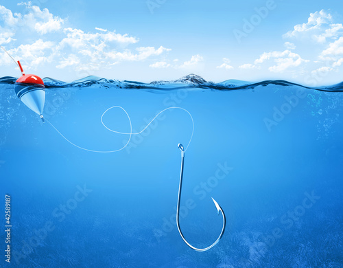 Canvas Print fishing hook underwater