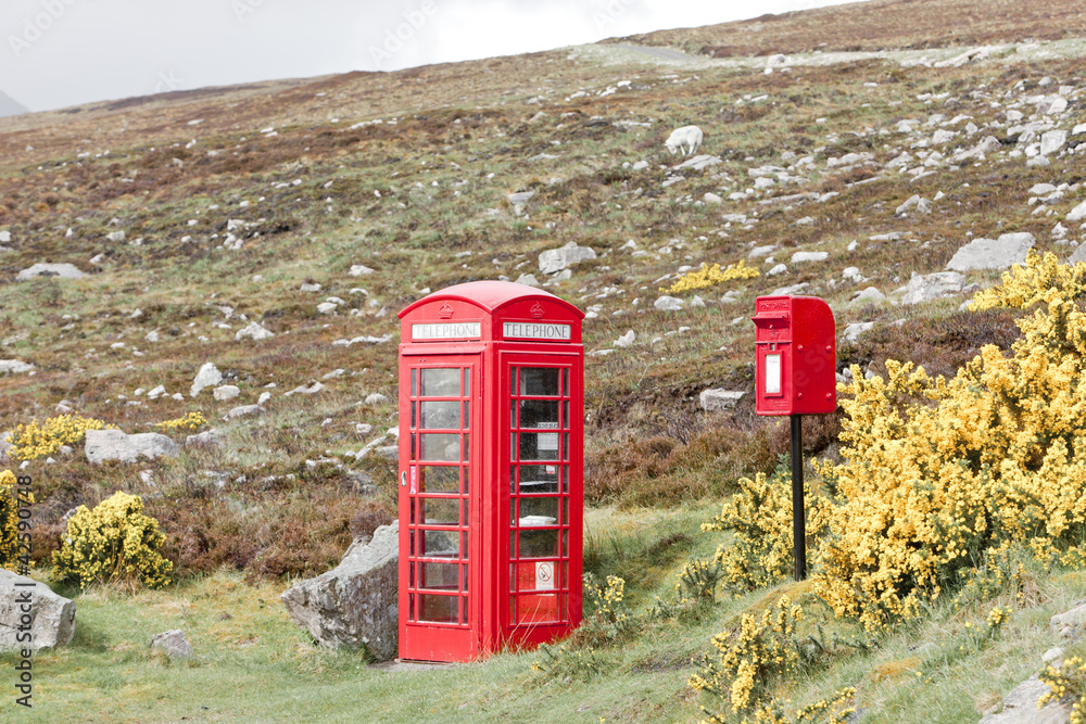 telephone booth and letter box near Laid, Scotland telephone booth and letter box near Laid, Scotland