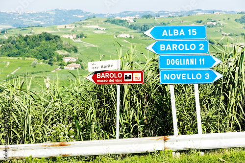 signposts near Barolo, Piedmont, Italy