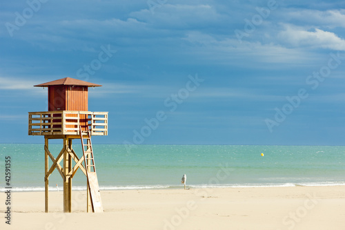 lifeguard cabin on the beach in Narbonne Plage, Languedoc-Roussi © Richard Semik