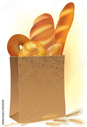 Paper bag with bread