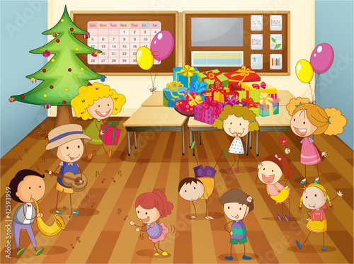 kids dancing in classroom
