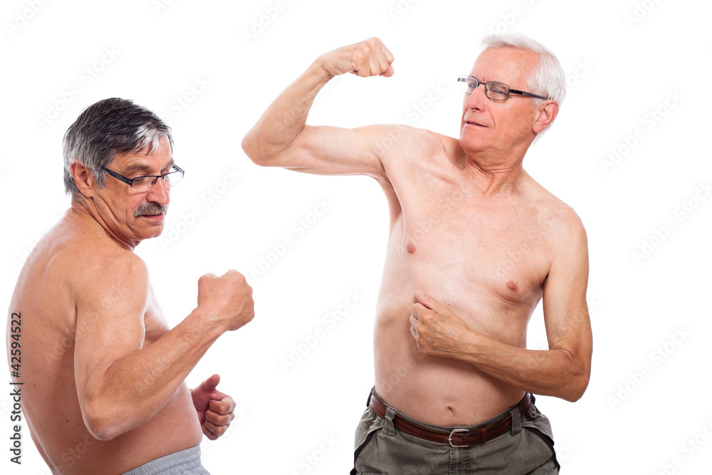 Seniors compare muscles Seniors compare muscles