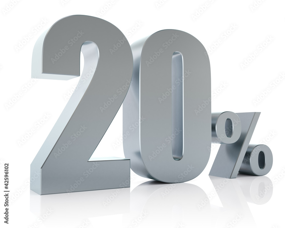 Twenty percent metallic discount symbol Twenty percent metallic discount symbol