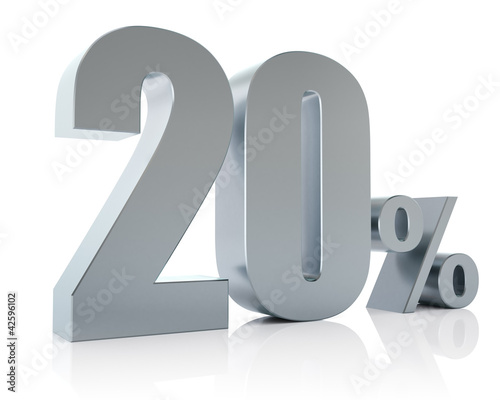 Twenty percent metallic discount symbol
