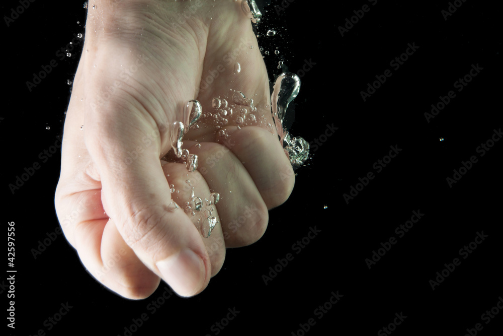 Fist with water and splash. Fist with water and splash.