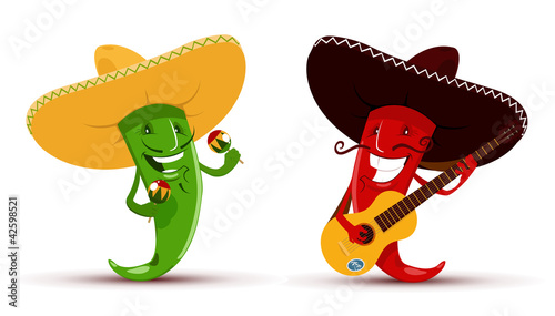 Two funny chili peppers