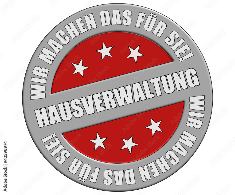 Schild graurot rund rt WMDFS HAUSVERWALTUNG Schild graurot rund rt WMDFS HAUSVERWALTUNG