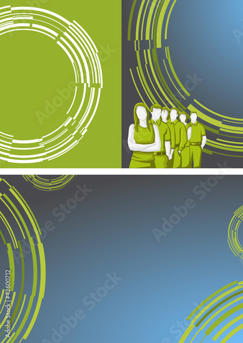 Green and blue template for advertising with business people