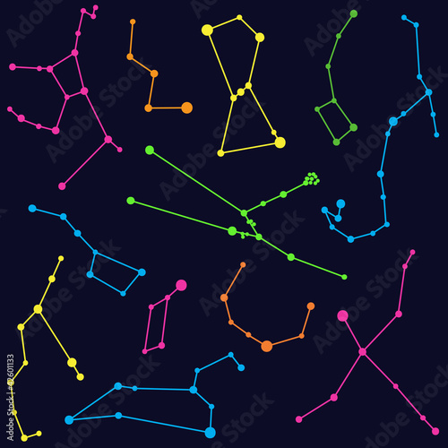 Astronomy - illustration of colored constellations