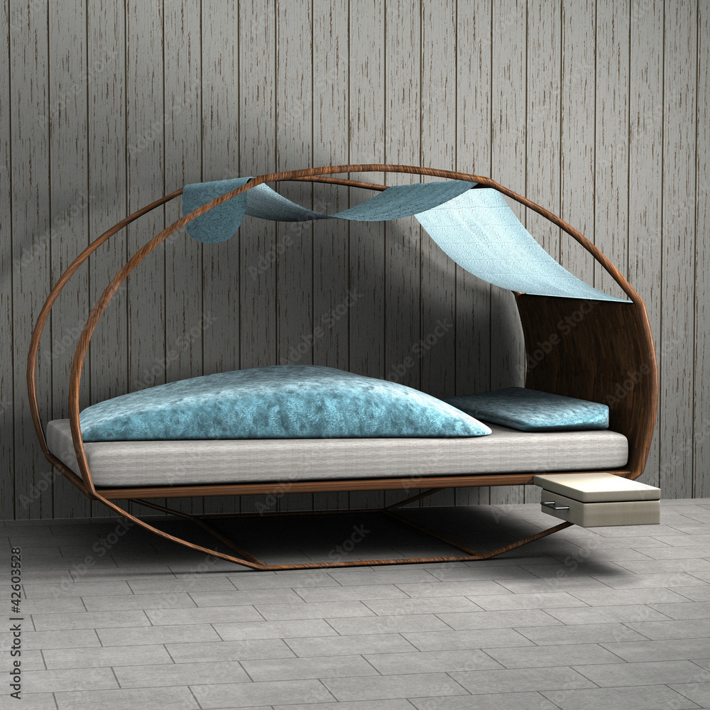 Schlafzimmer mit rundem Bett Stock Illustration | Adobe Stock