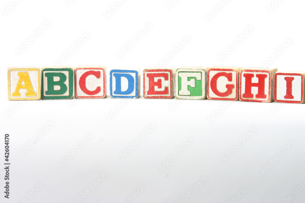 wooden children's blocks from 'a to i' wooden children's blocks from 'a to i'