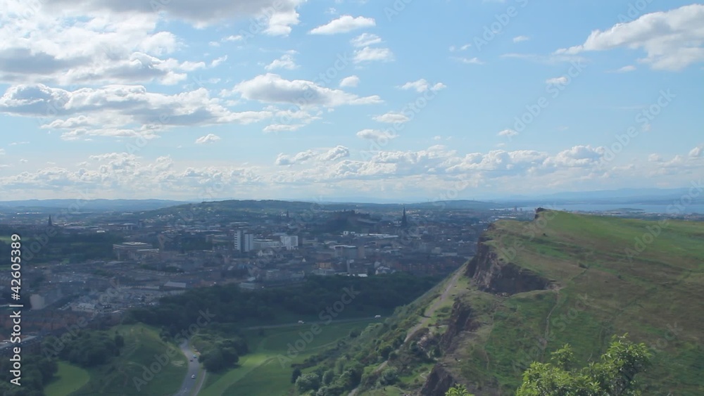 View of Arthur's Seat and the city of Edinburgh in a sunny day View of Arthur's Seat and the city of Edinburgh in a sunny day