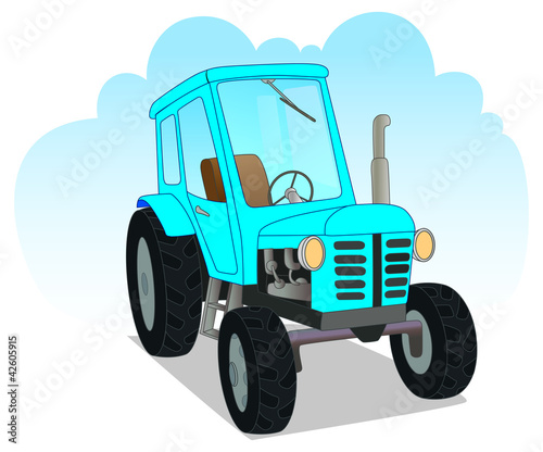 Blue agricultural tractor