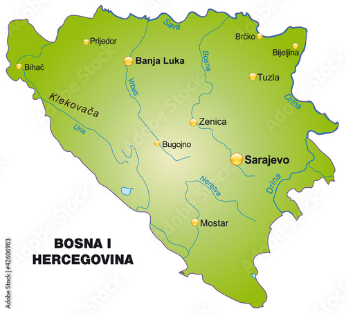 Karte von Bosnien-Herzegowina mit Hauptstädten