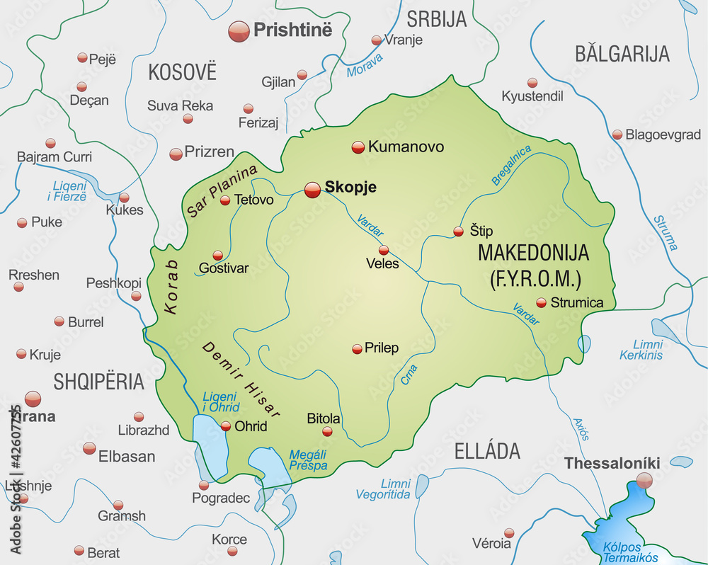 Umgebungskarte von Mazedonien
