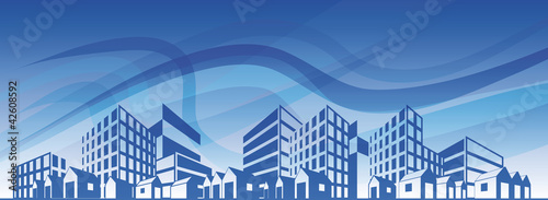 City silhouette over blue sky. EPS10