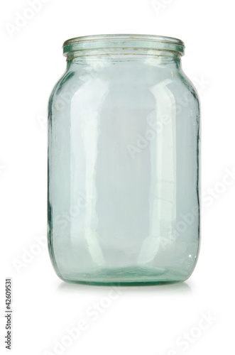 Glass empty jar isolated on white