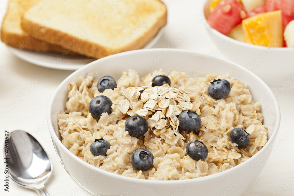 Organic Cooked oatmeal with blueberries Organic Cooked oatmeal with blueberries