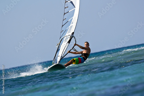 Fast approaching windsurfer