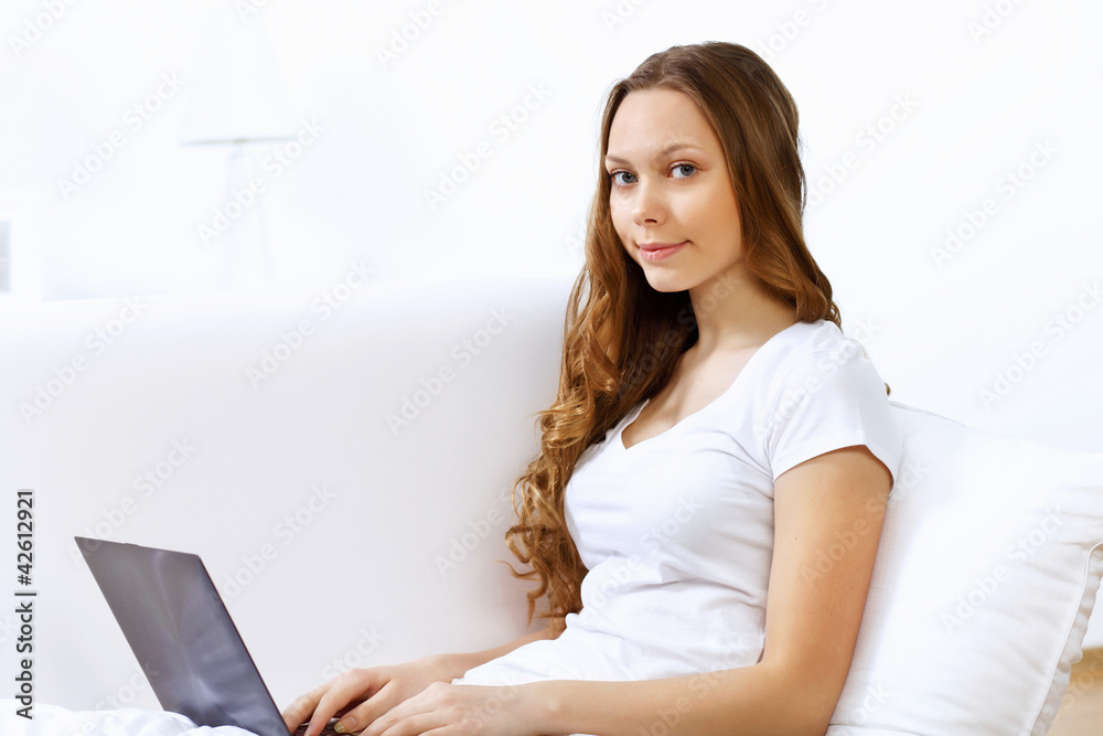 Young woman with notebook Young woman with notebook