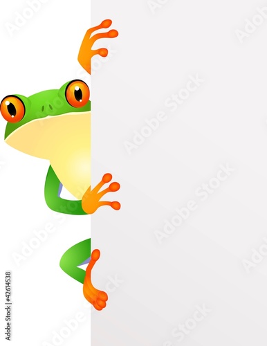 Fototapeta Naklejka Na Ścianę i Meble -  Frog with blank sign