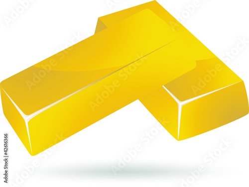Gold bar, ingot icon Isolated on white.