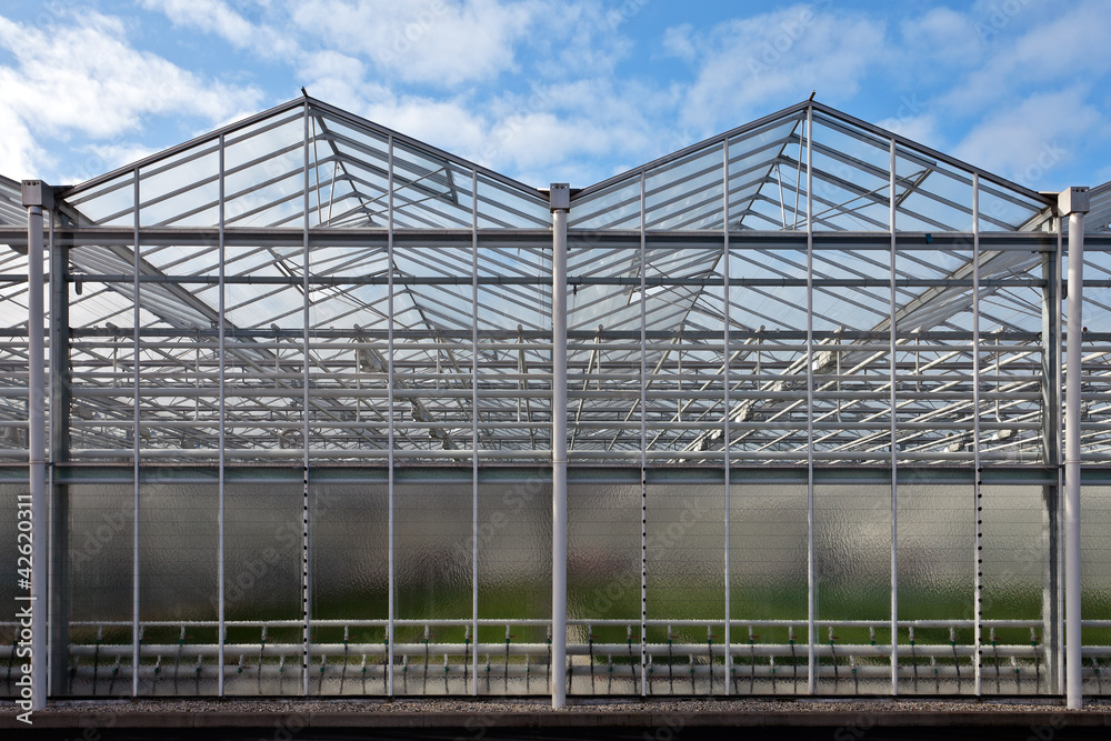 Front view of a newly build greenhouse Front view of a newly build greenhouse
