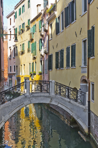 Traditional Venetian buildings along a water channel, Venice