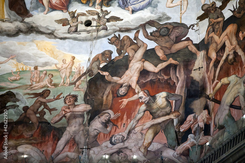 Fotografie, Tablou Florence - Duomo .The Last Judgement. Inside the cupola