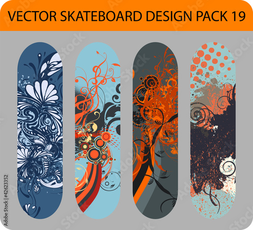 Grunge vector pack of 4 skateboard designs #42623352
